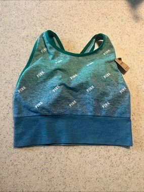 PINK Victoria's Secret Teal Ombre Sports Bra with White Logo